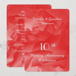 10th Wedding Anniversary Party, Coral Pink Rose Invitation