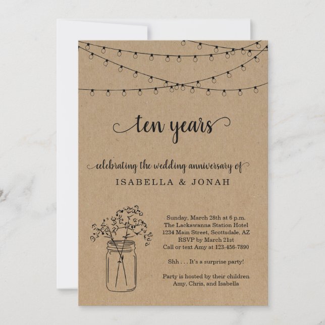 10th Wedding Anniversary Party Invitation (Front)