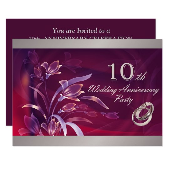 10th Wedding Anniversary Party Invitations Zazzle co uk 10th Wedding Anniversary Party Invitations Zazzle co uk