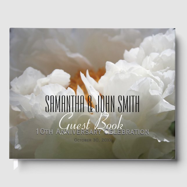 10th Wedding Anniversary Party W Peony Guest Book (Front)