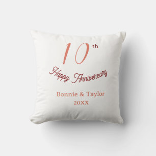 10th wedding anniversary peach pastel name retro b cushion