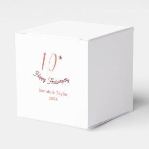 10th wedding anniversary peach pastel name retro b favour box