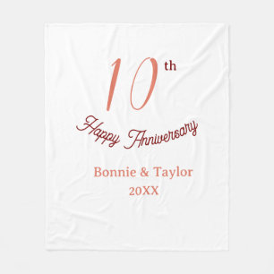10th wedding anniversary peach pastel name retro b fleece blanket
