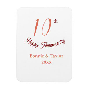 10th wedding anniversary peach pastel name retro b magnet