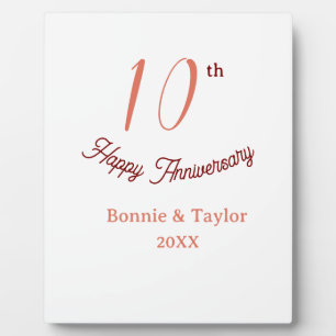 10th wedding anniversary peach pastel name retro b plaque