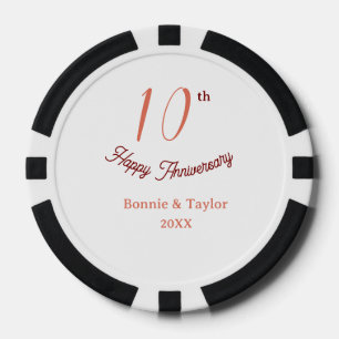 10th wedding anniversary peach pastel name retro b poker chips