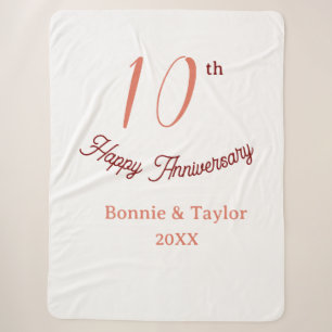 10th wedding anniversary peach pastel name retro b sherpa blanket