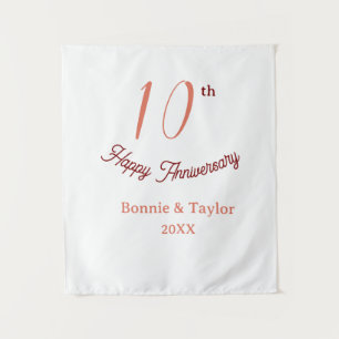 10th wedding anniversary peach pastel name retro b tapestry