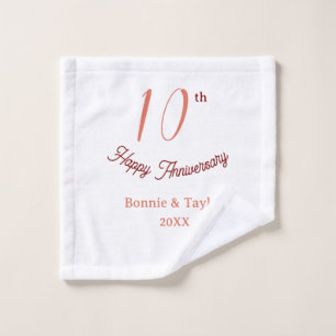 10th wedding anniversary peach pastel name retro b wash cloth