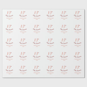 10th wedding anniversary peach pastel name retro b wrapping paper
