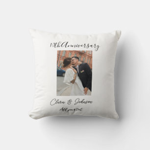 10th wedding anniversary photo name couple Romanti Cushion