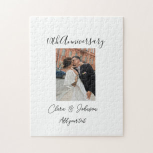 10th wedding anniversary photo name couple Romanti Jigsaw Puzzle