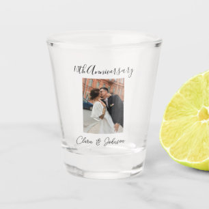 10th wedding anniversary photo name couple Romanti Shot Glass