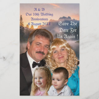 10th Wedding Anniversary Photos Couple Boy Girl Stationery