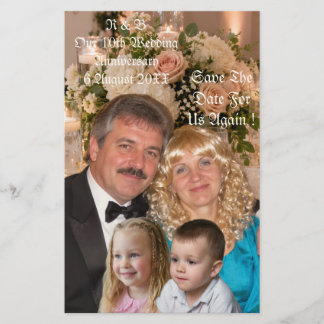 10th Wedding Anniversary Photos Couple Children Stationery