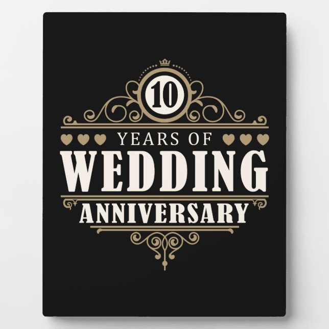10th Wedding Anniversary Plaque (Front)