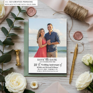 10th Wedding Anniversary Save the Date Photo Card