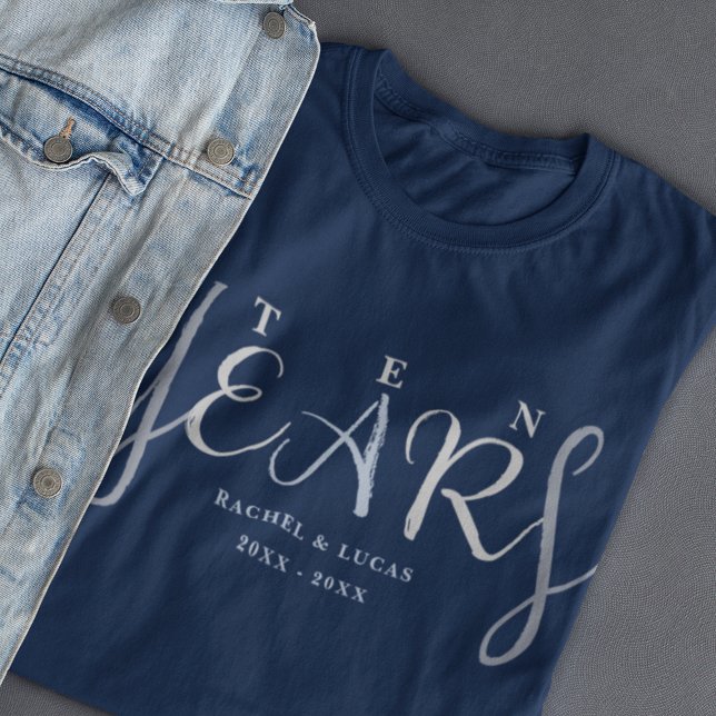 10th Wedding Anniversary Silver Blue Gift T-Shirt (Creator Uploaded)