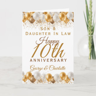 10th Wedding Anniversary Son Daughter Balloon Card