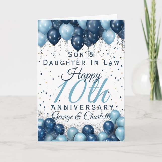 10th Wedding Anniversary Son Daughter Card (Front)