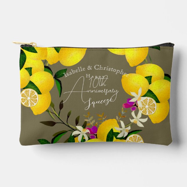 10th Wedding Anniversary Summer Lemon Squeeze Accessory Pouch (Front)