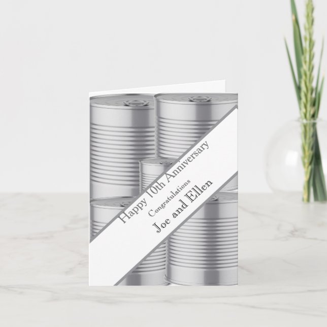 10th Wedding Anniversary, Tin Anniversary Card (Front)