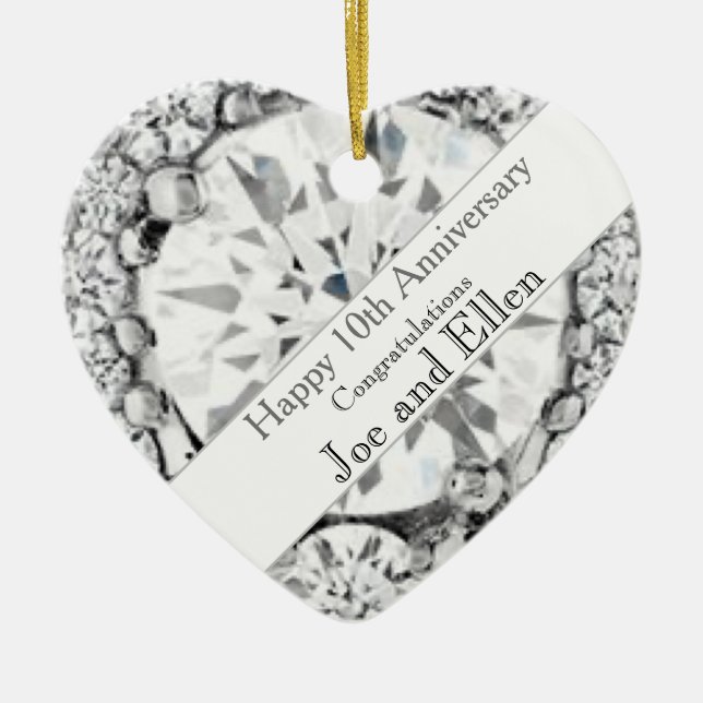 10th Wedding Anniversary, Tin Anniversary Ceramic Tree Decoration (Front)