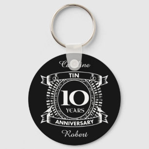 10TH wedding anniversary tin Key Ring