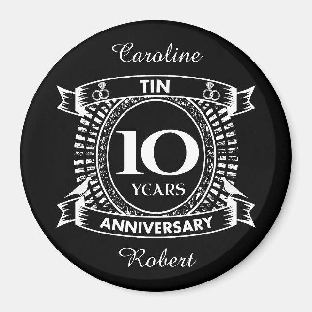 10TH wedding anniversary tin Magnet (Front)