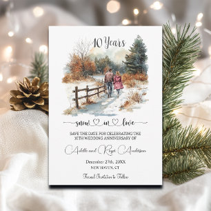 10th Wedding Anniversary Winter Landscape Romantic Save The Date