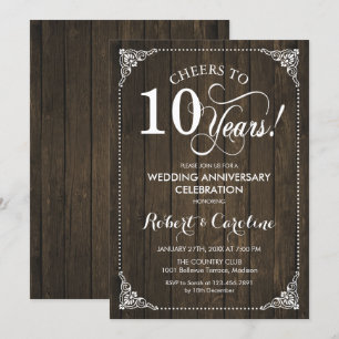 10th Wedding Anniversary - Wood Invitation