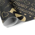 10th Wedding Anniversary Wrapping Paper<br><div class="desc">This elegant wedding anniversary gift idea has a beautiful gold design with hearts and fancy lettering.</div>