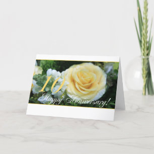 10th Wedding Anniversary - Yellow Rose Card