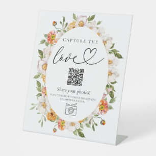 10x12 Photo sign floral wedding event QR code