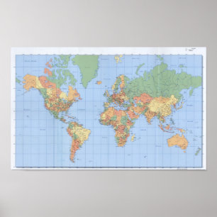 10x16 World Maps, Printed Map Poster