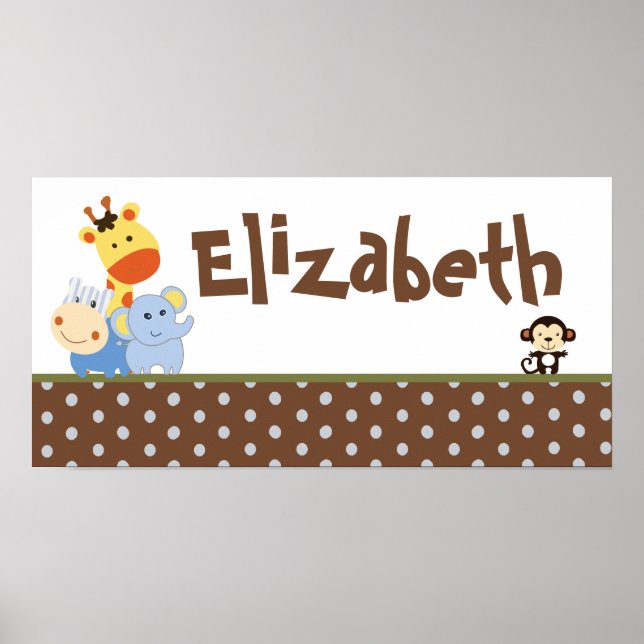 10x20 Nursery Art Name Print Jungle Play (Front)