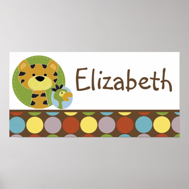 10x20 Nursery Art Name Print Jungle Tales Safari (Front)