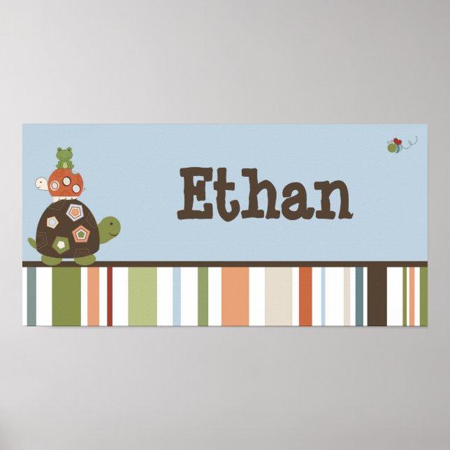 10x20 Nursery Art Name Print Laguna Beach Turtle (Front)
