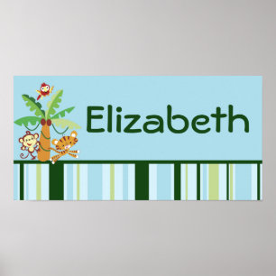 10x20 Nursery Art Name Print Rain-forest Jungle