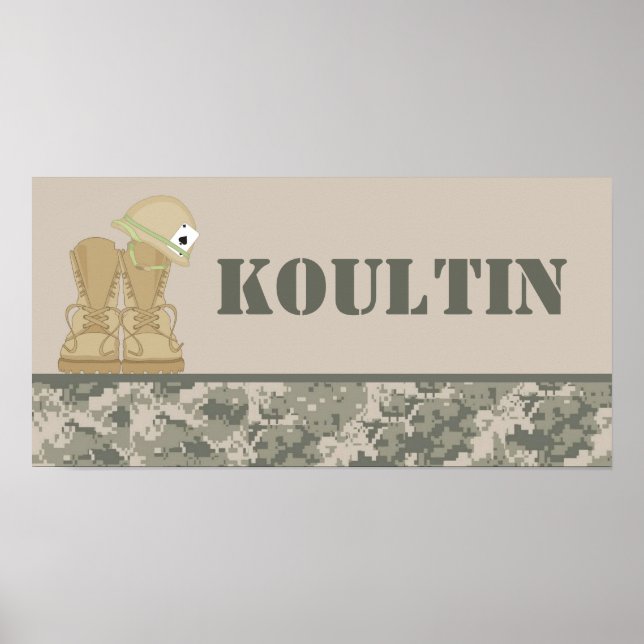 10x20 Nursery Name Wall Art ARMY ACU Camoflauge (Front)