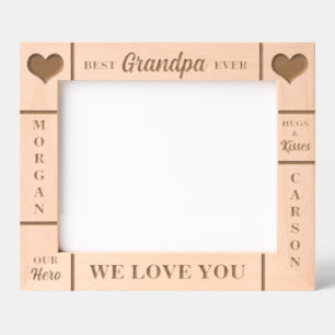 10x8 BEST Grandpa Ever Grandkids Names Etched Frames