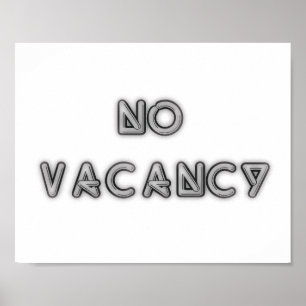 10x8 No Vacancy Black and White Wall Art