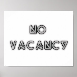 10x8 No Vacancy Black and White Wall Art