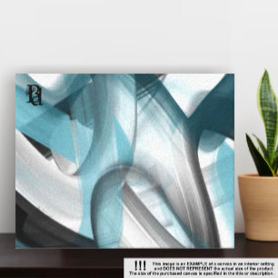 10x8" Trend Abstract Art Canvas Black White Blue Print