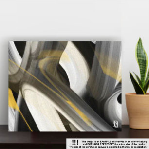 10x8" Trend Abstract Art Canvas Black White Gold Print