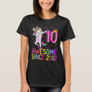 10years Old Unicorn Dabbing 10th Birthday Girl Uni T-Shirt