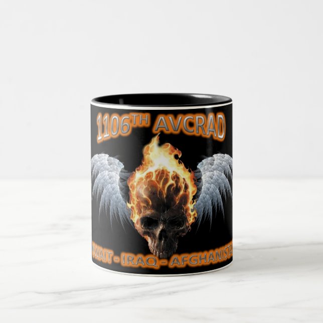 1106th AVCRAD Flaming Skull & Wings Mug (Center)