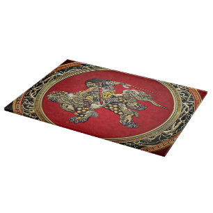 [110] Hokusai - Shoki Riding Shishi Lion Cutting Board