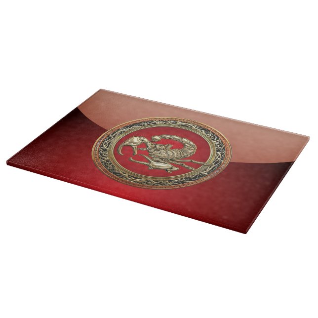 [110] Sacred Golden Scorpion on Red Cutting Board (Corner)