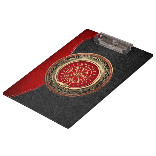 [110] Vegvisir - Viking Gold Magic Runic Compass Clipboard (Angled)